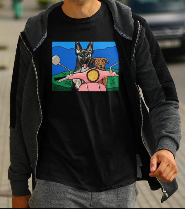 Pinkscooter Vespa Dogs Adventure T-Shirt