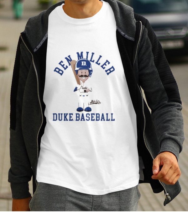Ben Miller Duke Baseball Chibi Cartoon Signature T-Shirt