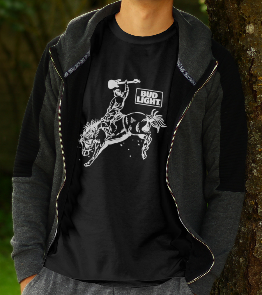 Bud Light Guitar Riding Rodeo Horse T-Shirt