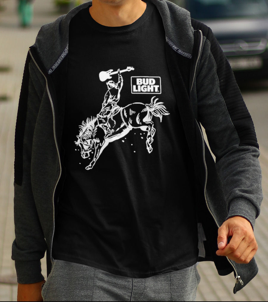 Bud Light Guitar Riding Rodeo Horse T-Shirt
