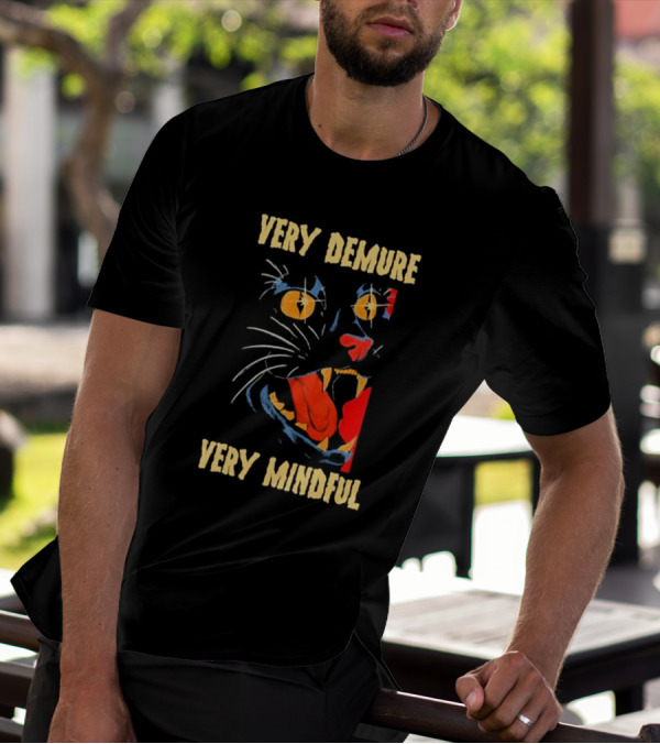 Very Demure Very Mindful Black Cat T-Shirt