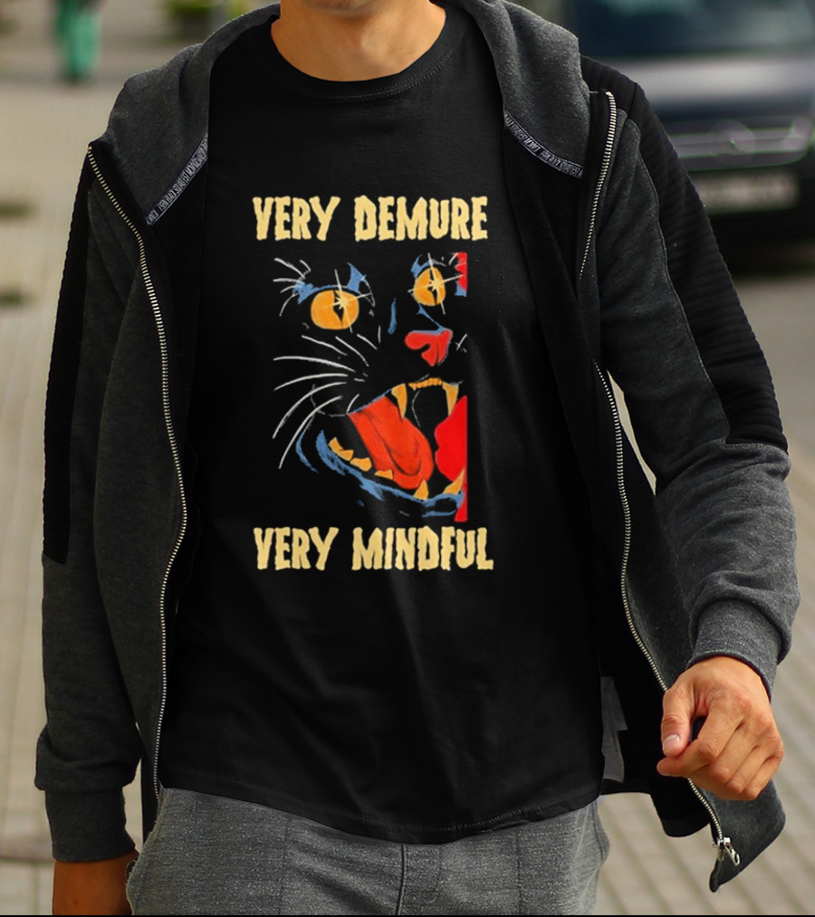 Very Demure Very Mindful Black Cat T-Shirt
