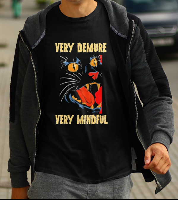 Very Demure Very Mindful Black Cat T-Shirt