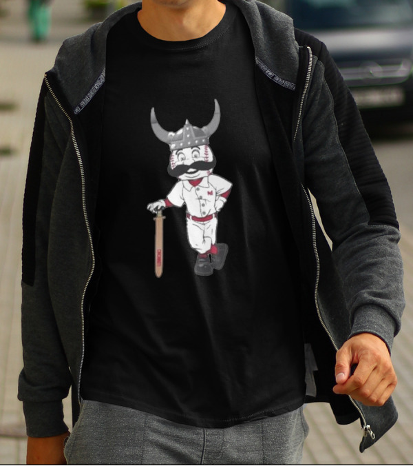 Viking Cincinnati Redlegs Baseball Character T-Shirt