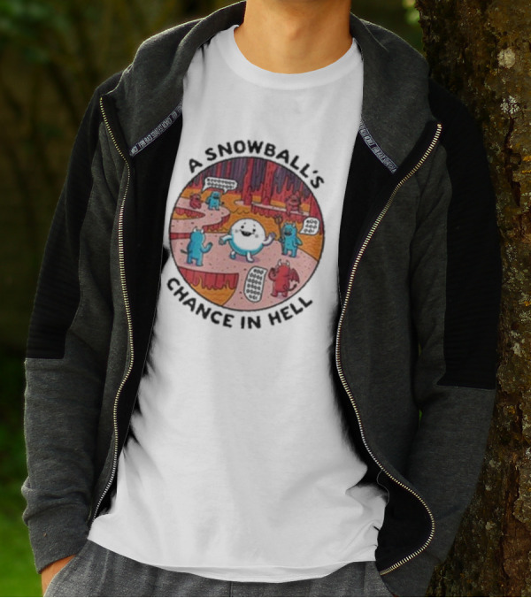A Snowball’s Chance In Hell Blue And Red Demon Cartoon Scene T-Shirt