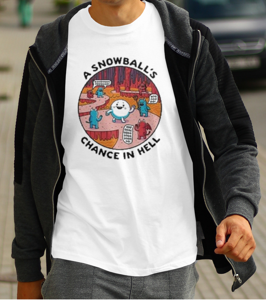 A Snowball’s Chance In Hell Blue And Red Demon Cartoon Scene T-Shirt