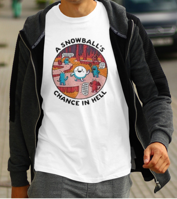 A Snowball’s Chance In Hell Blue And Red Demon Cartoon Scene T-Shirt