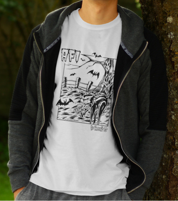 AFI All Hallows Black Cat And Bats In Spooky Landscape T-Shirt