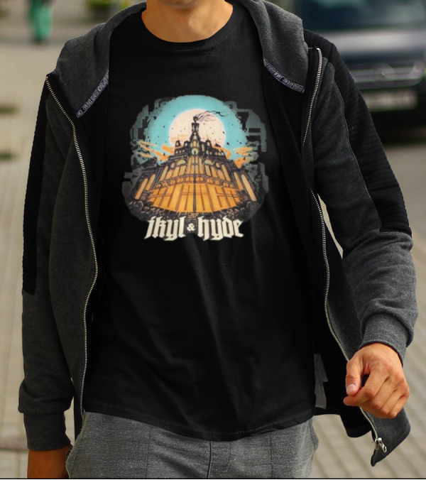 Jkyl And Hyde Haunted Castle Under Full Moon T-Shirt