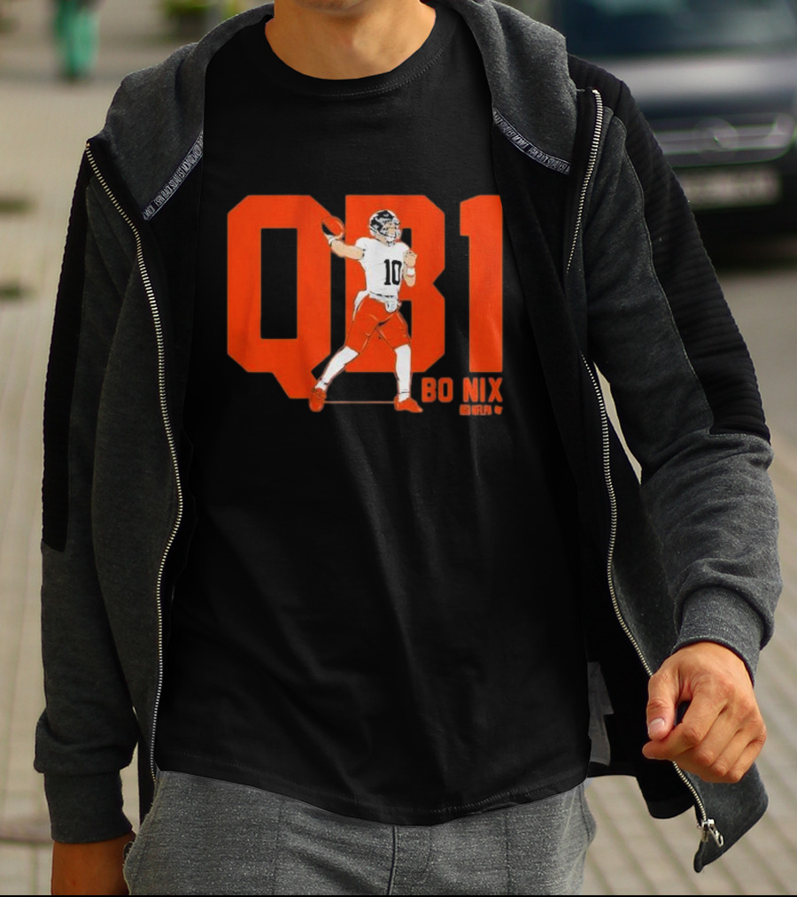 Bo Nix QB1 NFL Denver Broncos Football T-Shirt