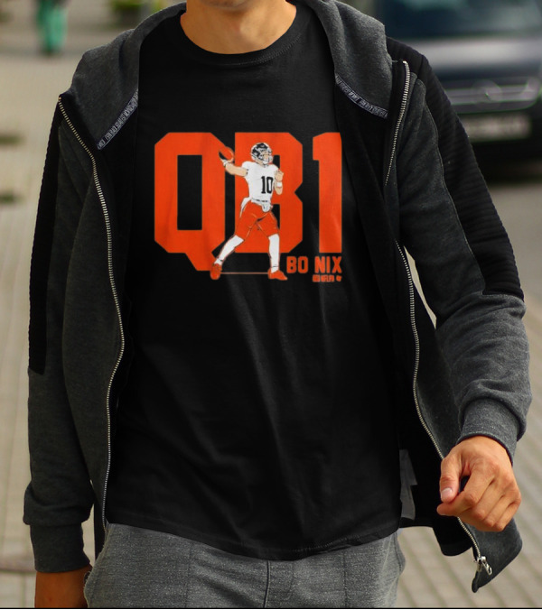 Bo Nix QB1 NFL Denver Broncos Football T-Shirt