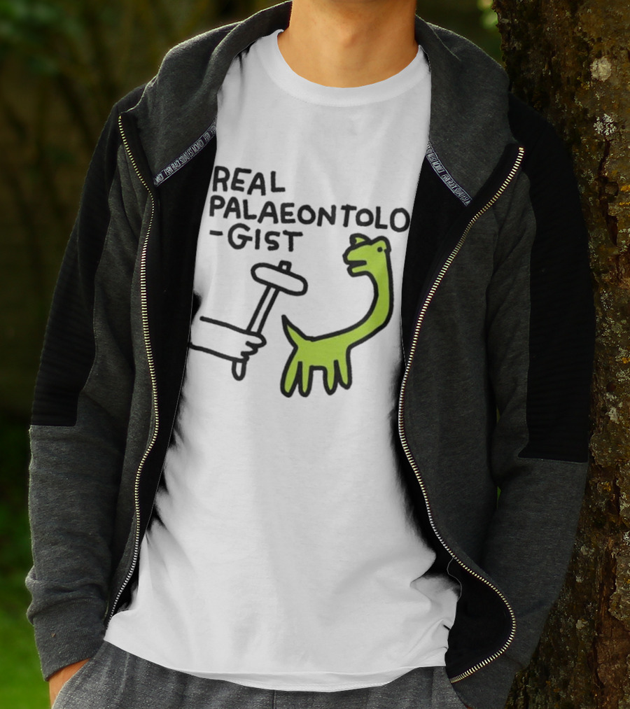 Real Palaeontologist Dinosaur Hammer Green Hand Drawing T-Shirt