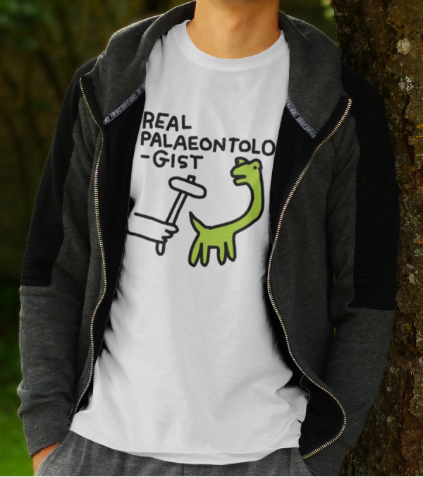Real Palaeontologist Dinosaur Hammer Green Hand Drawing T-Shirt