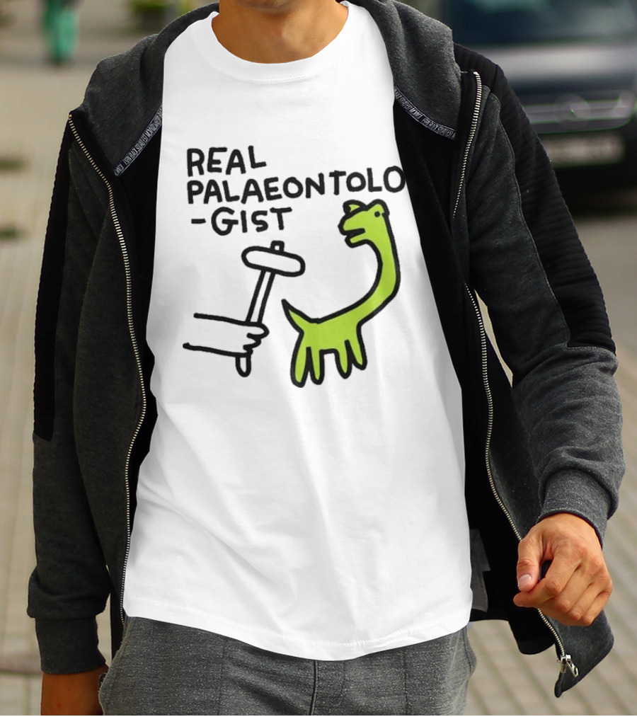Real Palaeontologist Dinosaur Hammer Green Hand Drawing T-Shirt
