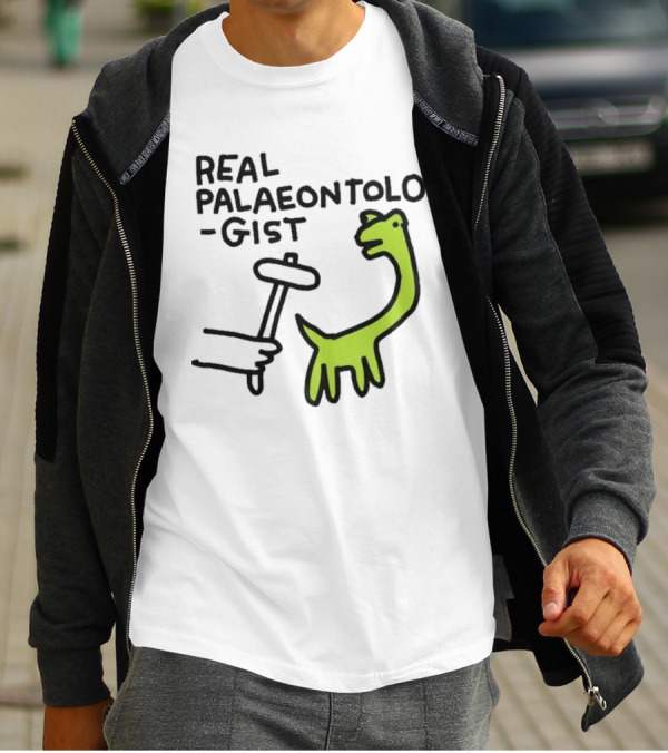 Real Palaeontologist Dinosaur Hammer Green Hand Drawing T-Shirt