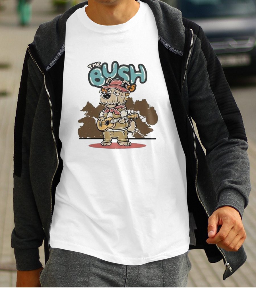 The Bush Bandits Kelpie Dog Wearing Cork Hat And Playing Guitar T-Shirt