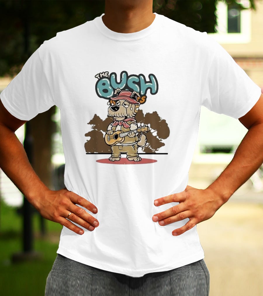 The Bush Bandits Kelpie Dog Wearing Cork Hat And Playing Guitar T-Shirt