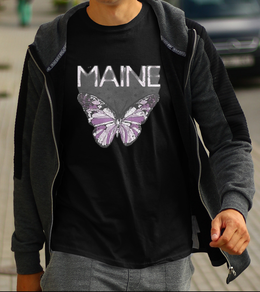 Maine Retro Butterfly Motif T-Shirt