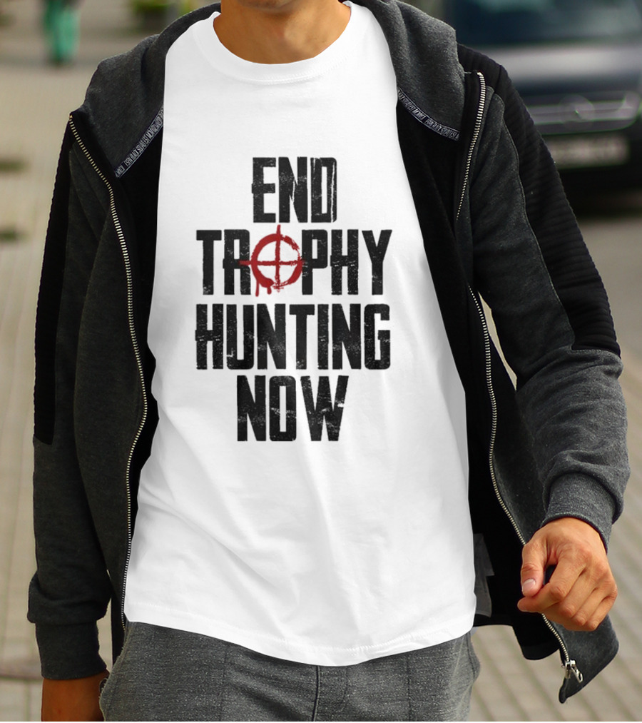 End Trophy Hunting Now Anti-Poaching Message With Red Target T-Shirt