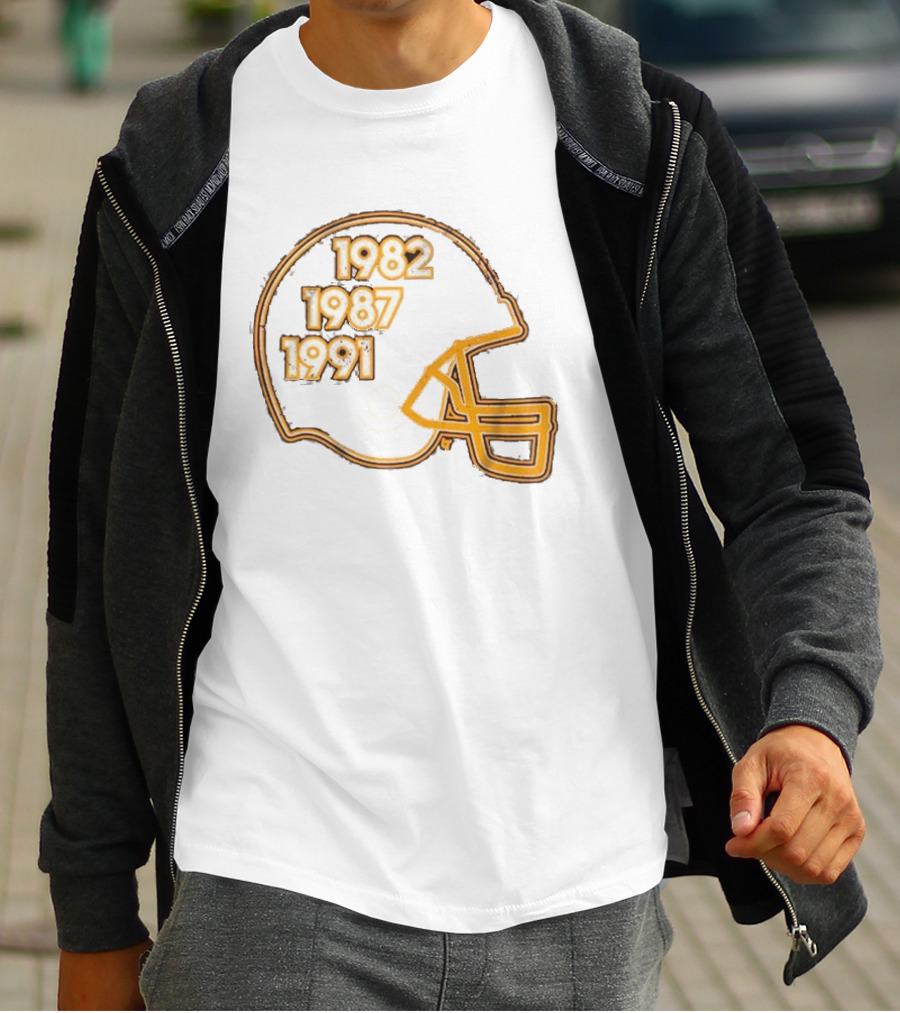 Washington Football Glory Years 1982 1987 1991 Helmet T-Shirt