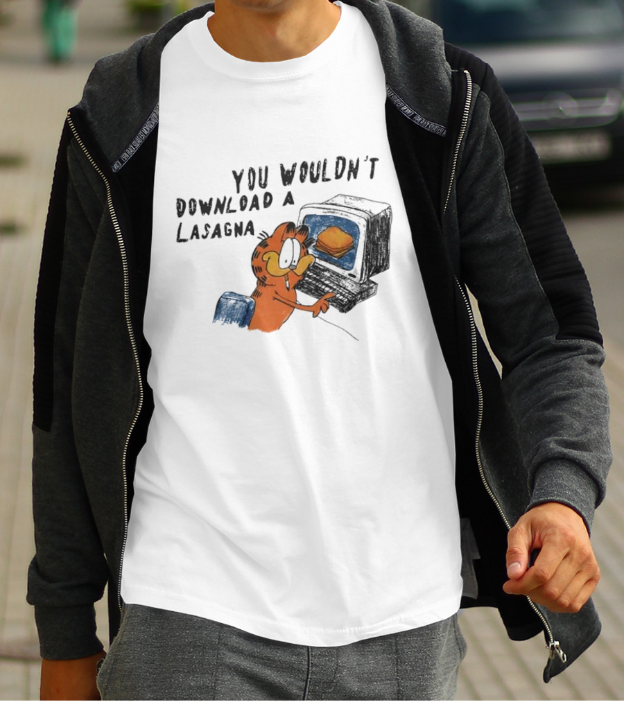 Garfield You Wouldn’t Download A Lasagna Computer Meme T-Shirt