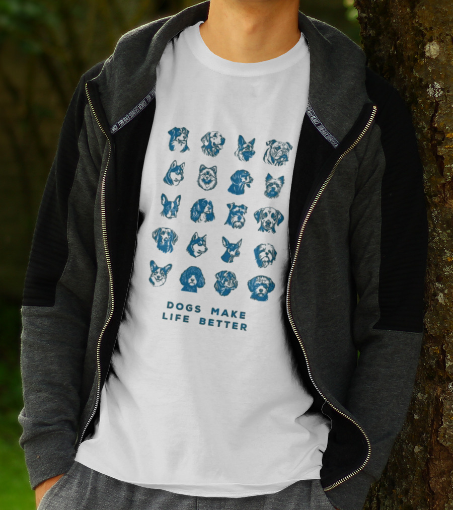 Dogs Make Life Better With Colorful Dog Faces T-Shirt