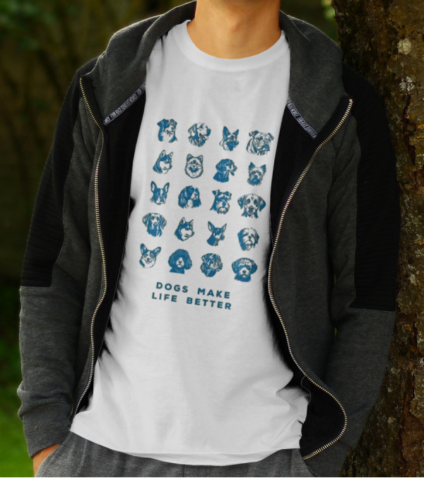 Dogs Make Life Better With Colorful Dog Faces T-Shirt
