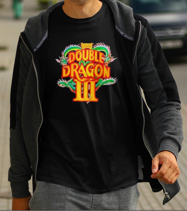 Double Dragon III Retro Video Game Arcade Logo Clash Of Dragons T-Shirt