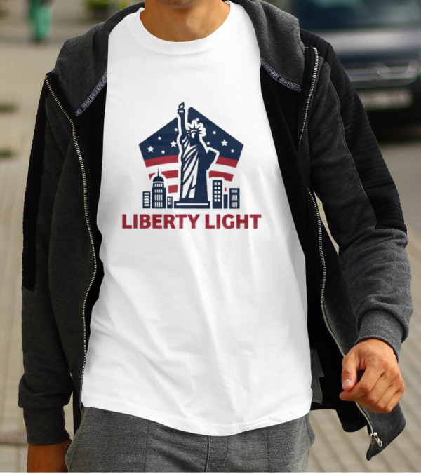 Liberty Light Statue Stars Stripes America T-Shirt