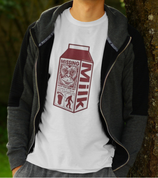 Missing Bigfoot Milk Carton Have You Seen Him Footprint T-Shirt