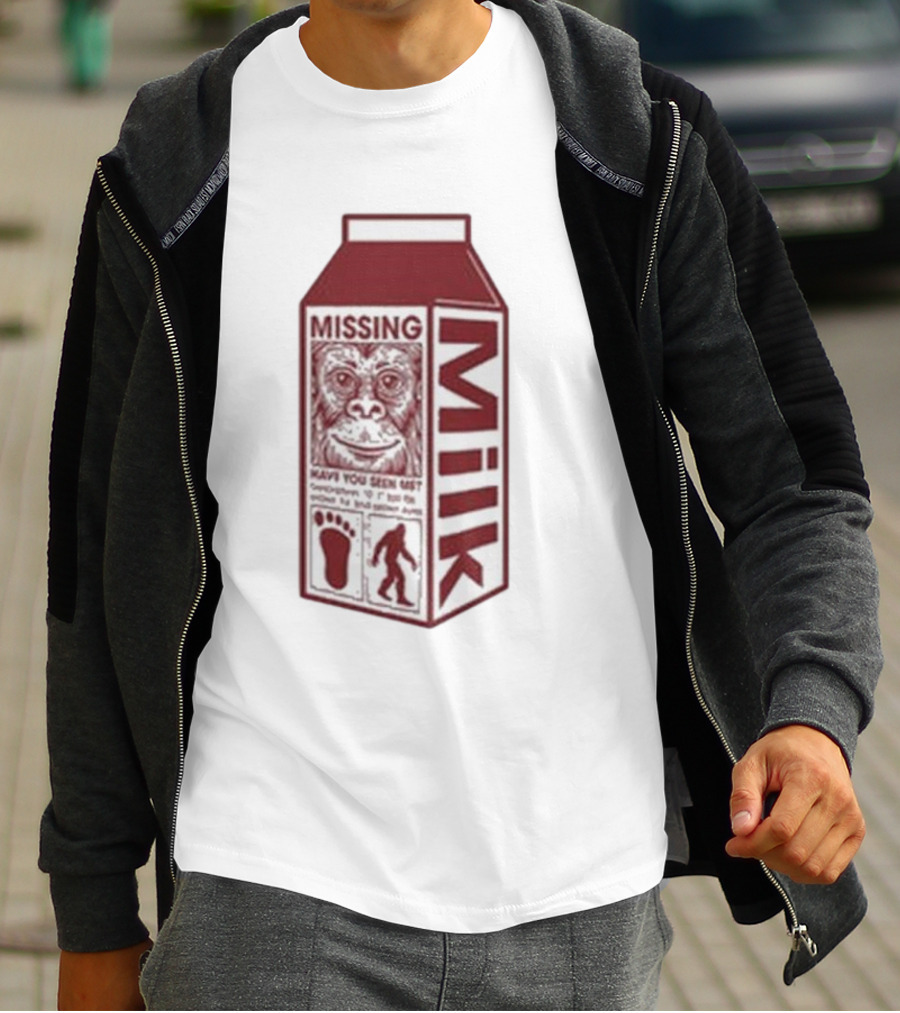 Missing Bigfoot Milk Carton Have You Seen Him Footprint T-Shirt