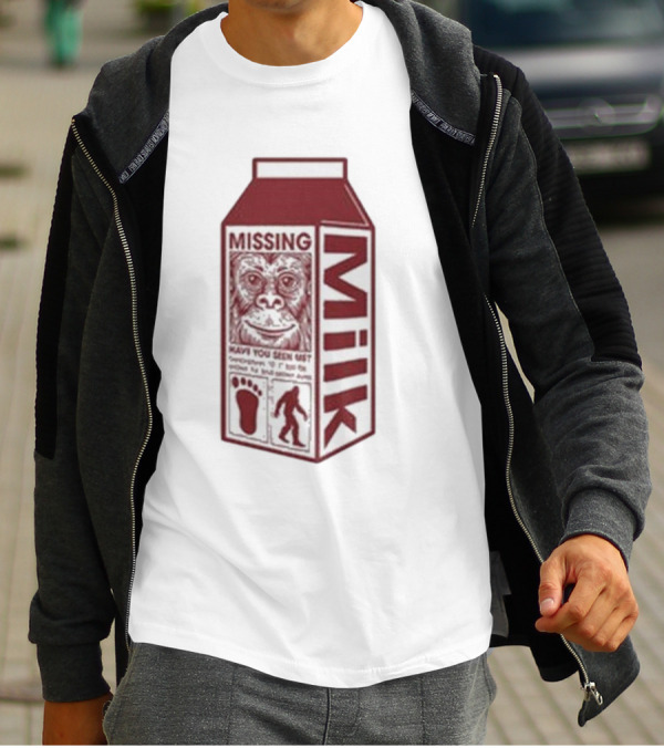 Missing Bigfoot Milk Carton Have You Seen Him Footprint T-Shirt