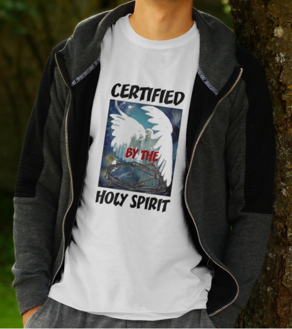 Certified By The Holy Spirit Angel Wings Cross Clouds T-Shirt