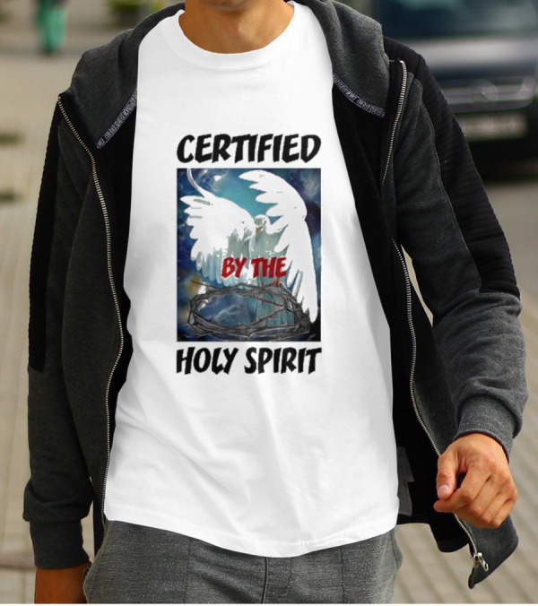 Certified By The Holy Spirit Angel Wings Cross Clouds T-Shirt