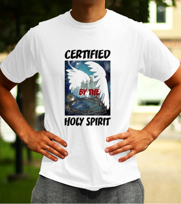 Certified By The Holy Spirit Angel Wings Cross Clouds T-Shirt