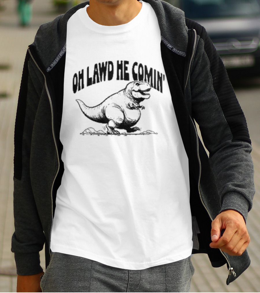 Oh Lawd He Comin Tyrannosaurus Rex T-Shirt