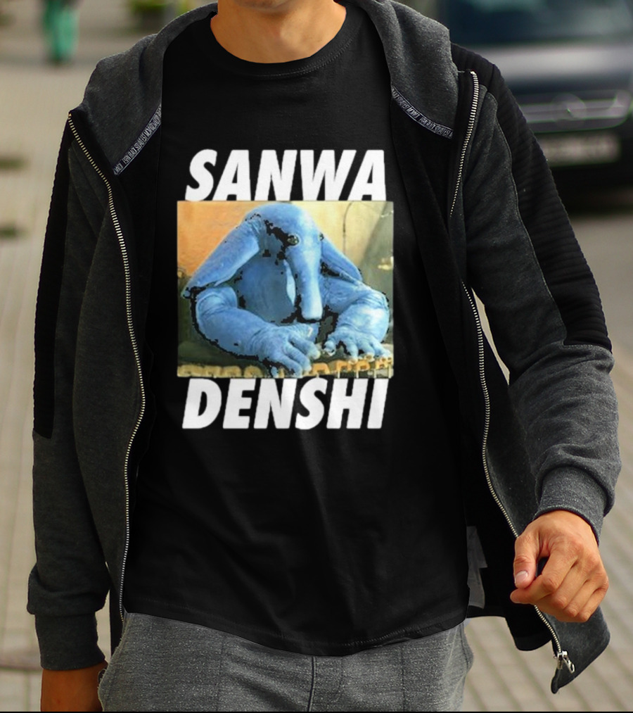 SANWA DENSHI Blue Elephant Playing Keyboards T-Shirt