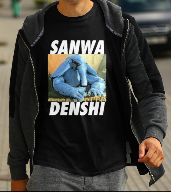 SANWA DENSHI Blue Elephant Playing Keyboards T-Shirt
