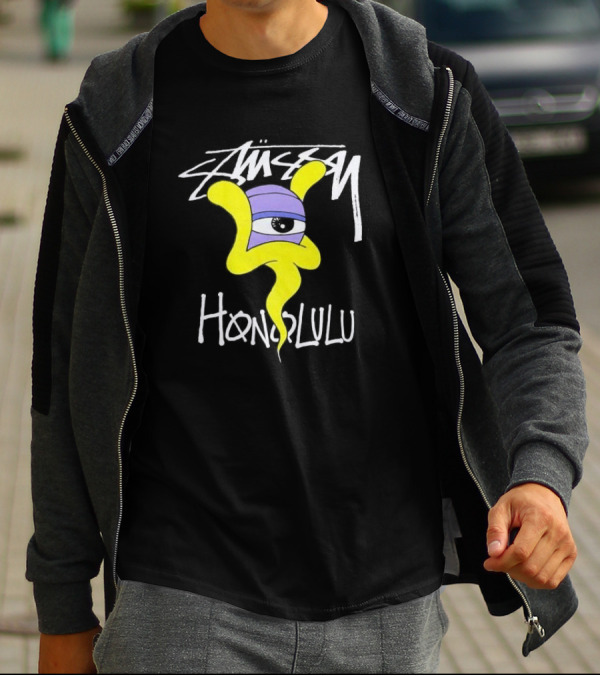 Stussy Honolulu Yellow Ghost Eye T-Shirt