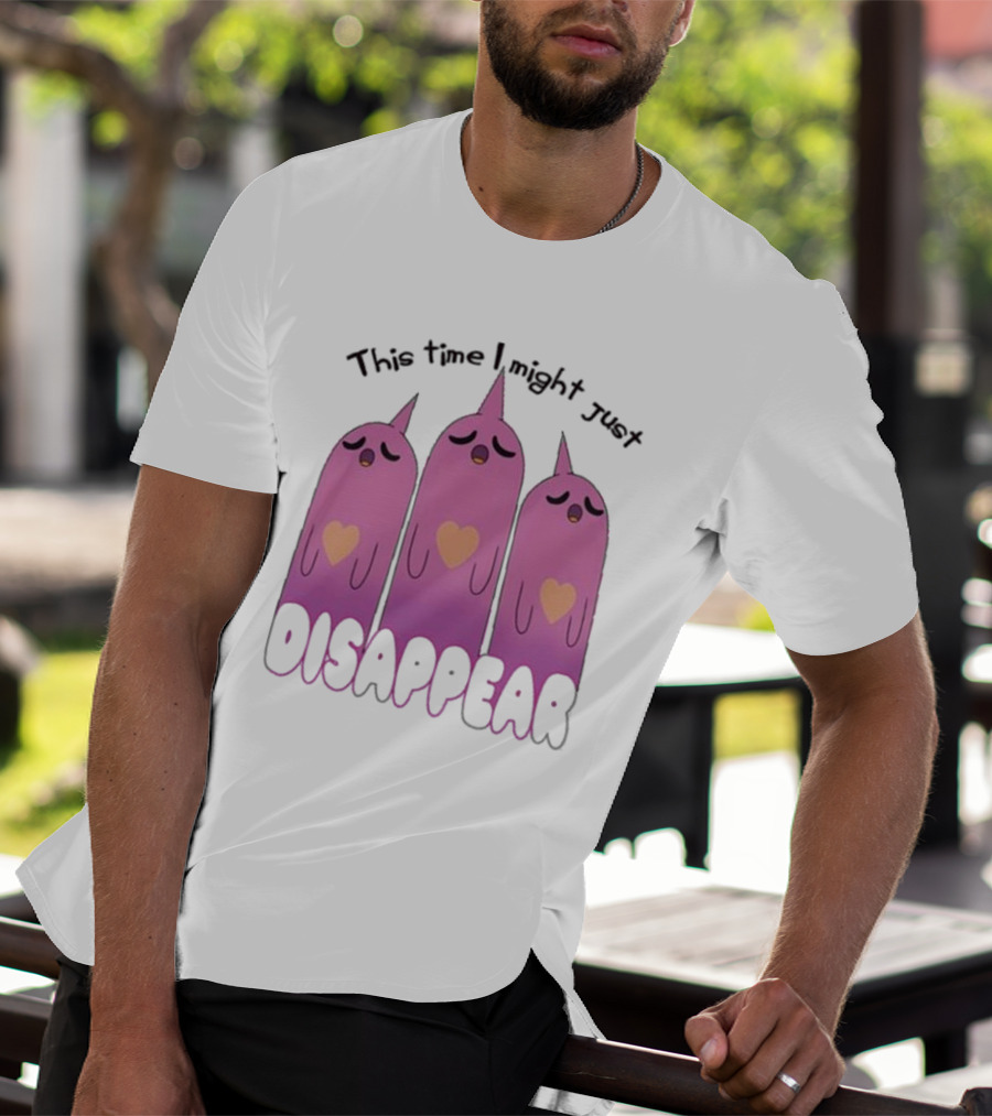 This Time I Might Just Disappear Pink Ghost Trio With Hearts T-Shirt