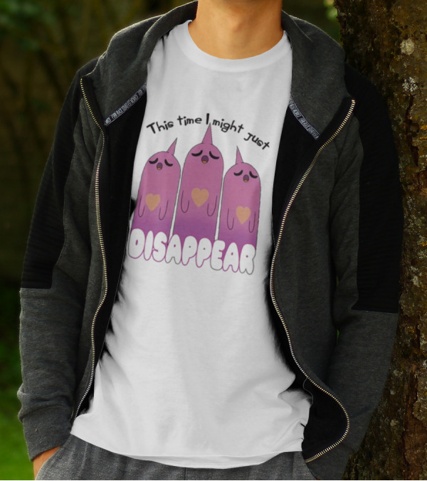This Time I Might Just Disappear Pink Ghost Trio With Hearts T-Shirt