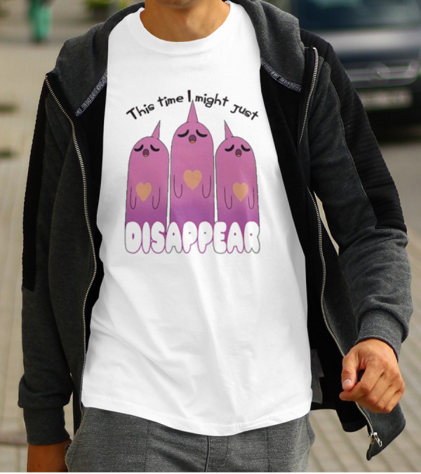 This Time I Might Just Disappear Pink Ghost Trio With Hearts T-Shirt