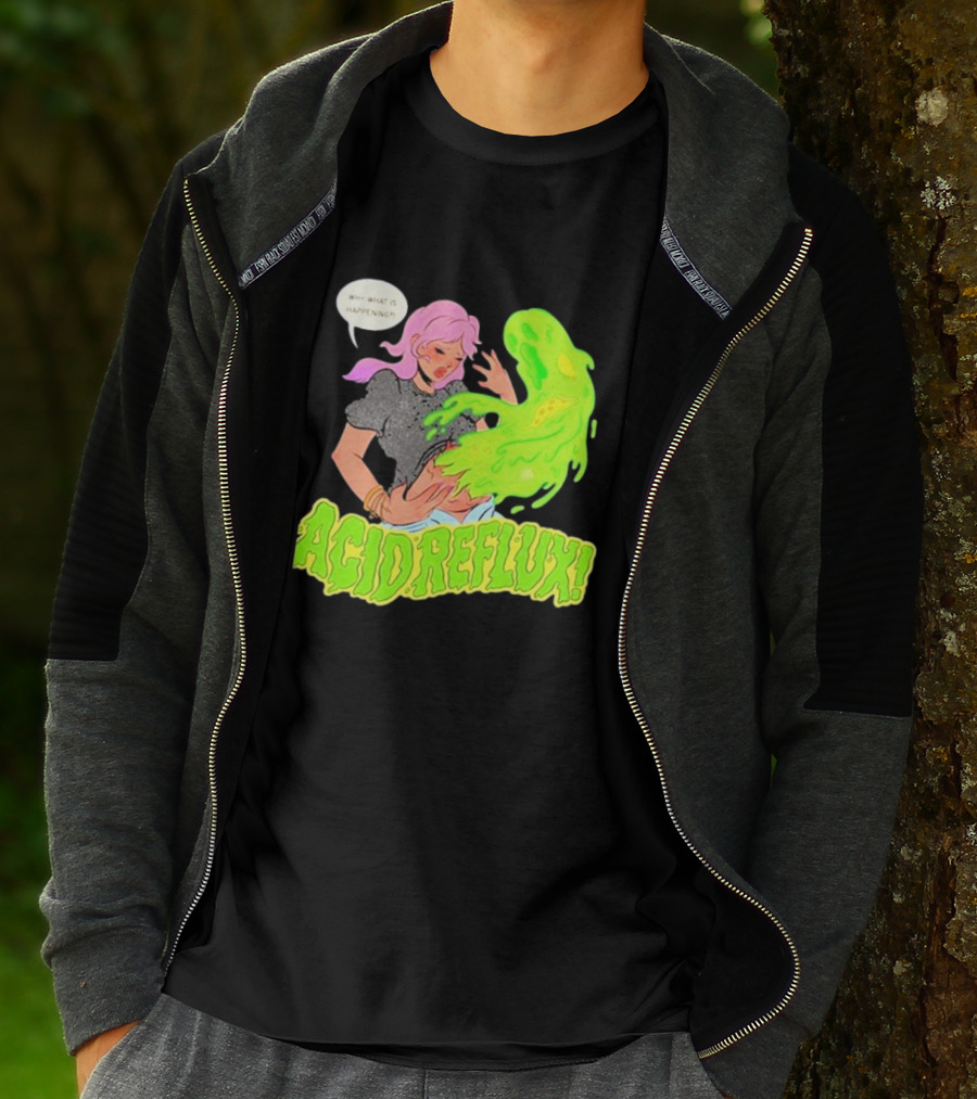 Acid Reflux Wh What Is Happening Comic Style Green Monster T-Shirt