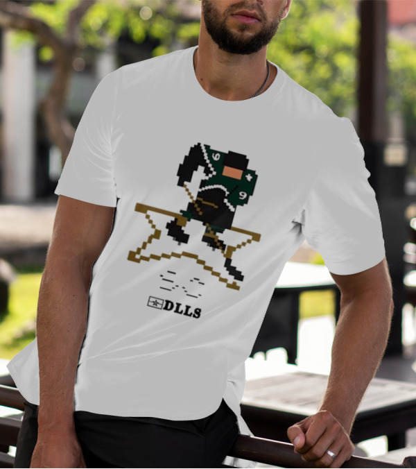 Dallas Stars DLLS 16 Bit Pixel Art Hockey Player T-Shirt