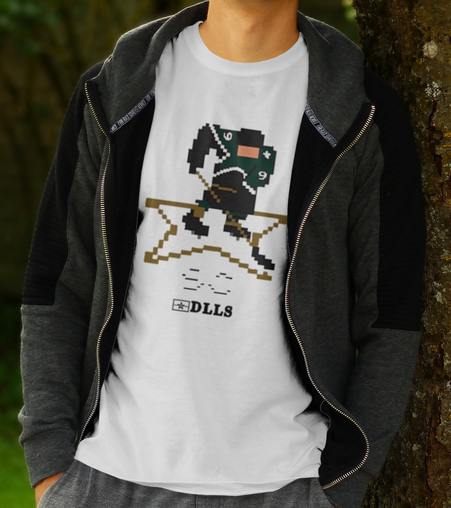 Dallas Stars DLLS 16 Bit Pixel Art Hockey Player T-Shirt