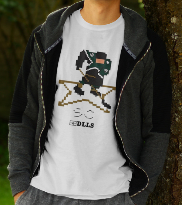Dallas Stars DLLS 16 Bit Pixel Art Hockey Player T-Shirt