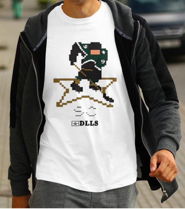 Dallas Stars DLLS 16 Bit Pixel Art Hockey Player T-Shirt