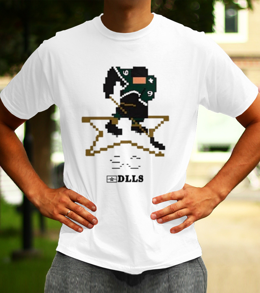 Dallas Stars DLLS 16 Bit Pixel Art Hockey Player T-Shirt