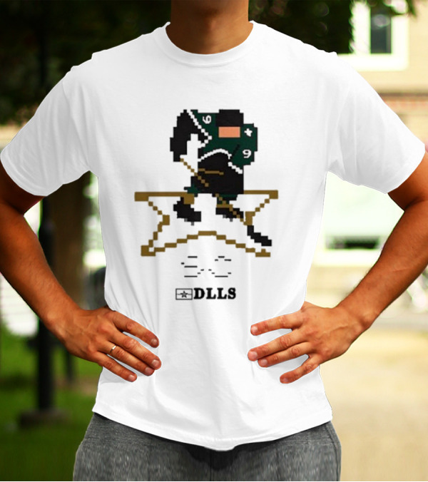 Dallas Stars DLLS 16 Bit Pixel Art Hockey Player T-Shirt