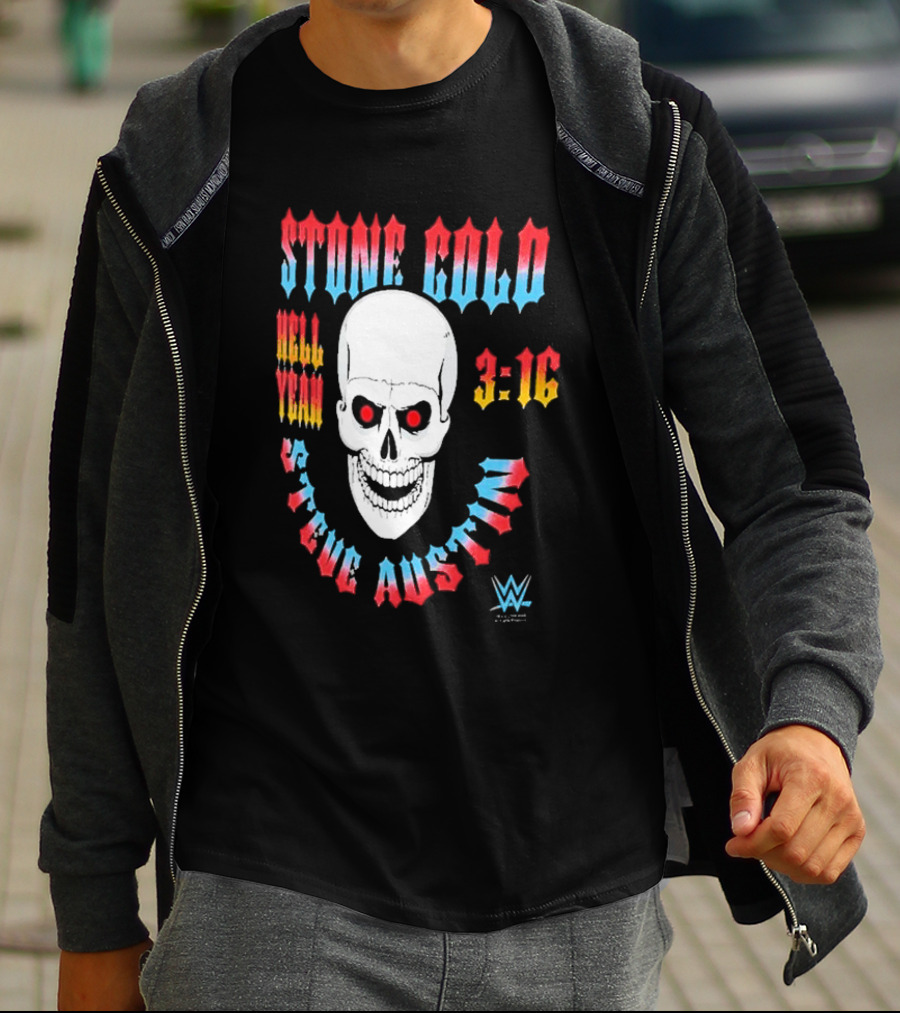 Stone Cold Steve Austin 3 16 Hell Yeah WWE Skull T-Shirt